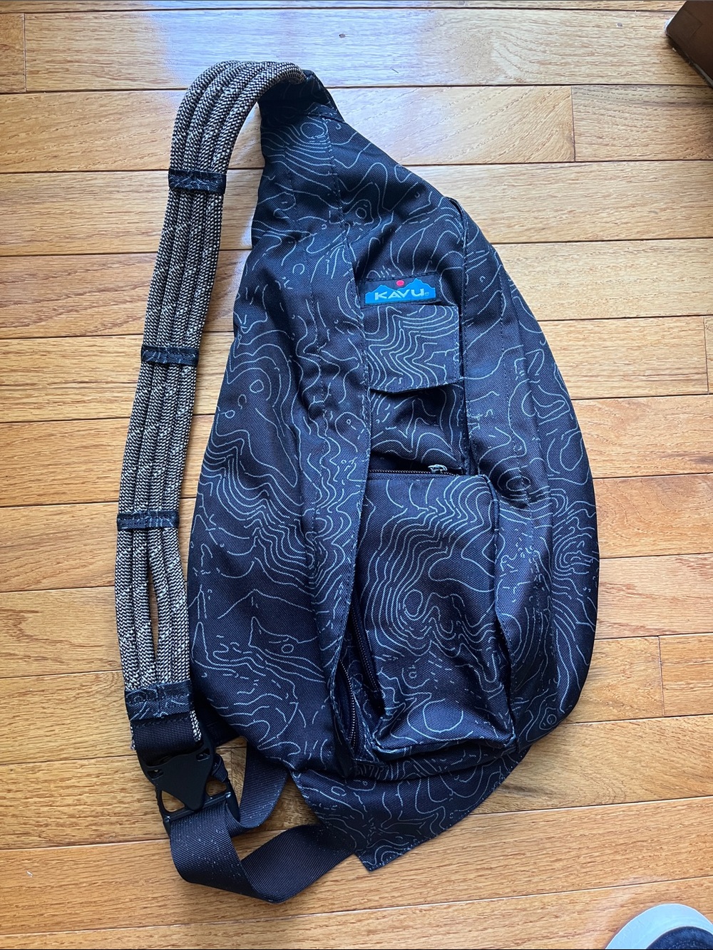 KAVU Black Topographic Sling Bag